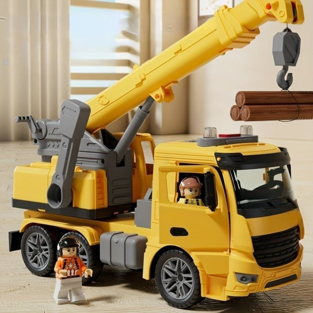 Construction Crane Truck Toy with Lights and Sounds – Educational Play Vehicle for Kids 4