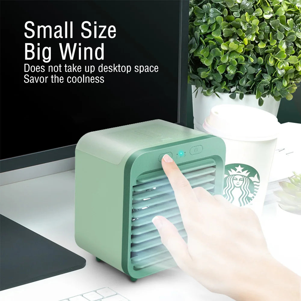 Coolivio Mini Aircooler | Portable 3-in-1 USB fan with air humidification & cooling function | 3 levels | 2500mAh battery | For office, travel & at home 2