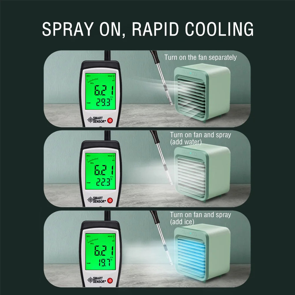 Coolivio Mini Aircooler | Portable 3-in-1 USB fan with air humidification & cooling function | 3 levels | 2500mAh battery | For office, travel & at home 3