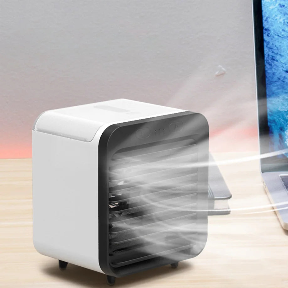 Coolivio Mini Aircooler | Portable 3-in-1 USB fan with air humidification & cooling function | 3 levels | 2500mAh battery | For office, travel & at home 5