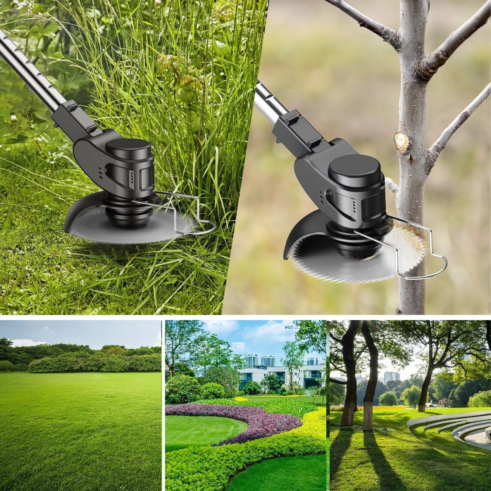 Cordless Grass Trimmer and Brush Cutter, 3-in-1 Garden Strimmer with Interchangeable Heads for Easy Outdoor Care 2