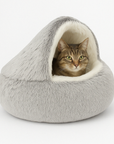 CozyNest | Soft Plush Hooded Cat Bed for Anxiety Relief 0