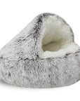 CozyNest | Soft Plush Hooded Cat Bed for Anxiety Relief 4