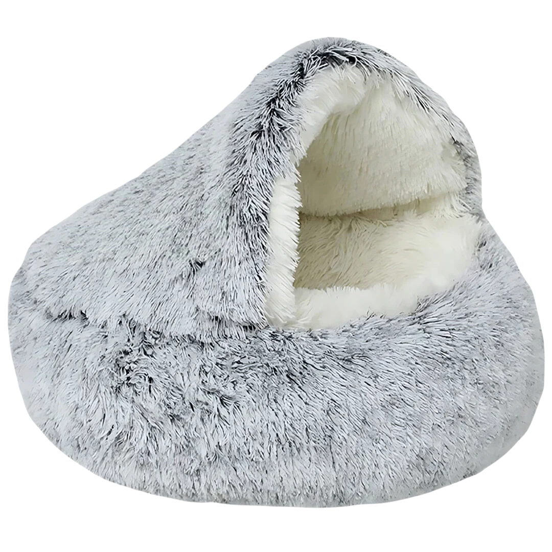 CozyNest | Soft Plush Hooded Cat Bed for Anxiety Relief 6