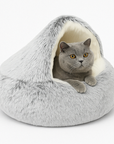 CozyNest | Soft Plush Hooded Cat Bed for Anxiety Relief 8