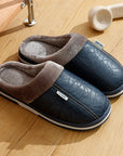 CozyNest | Warm Waterproof PU Leather Men's Slippers for Winter 6