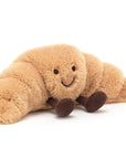 Croissant Plush Hug Pillow 13 inches Soft Light Brown with Smiling Face 0