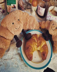 Croissant Plush Hug Pillow 13 inches Soft Light Brown with Smiling Face 1