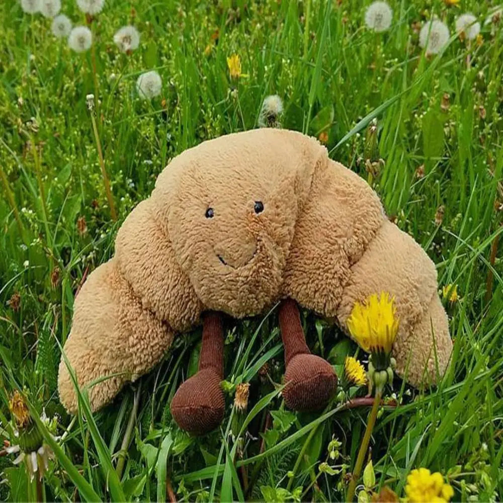 Croissant Plush Hug Pillow 13 inches Soft Light Brown with Smiling Face 2