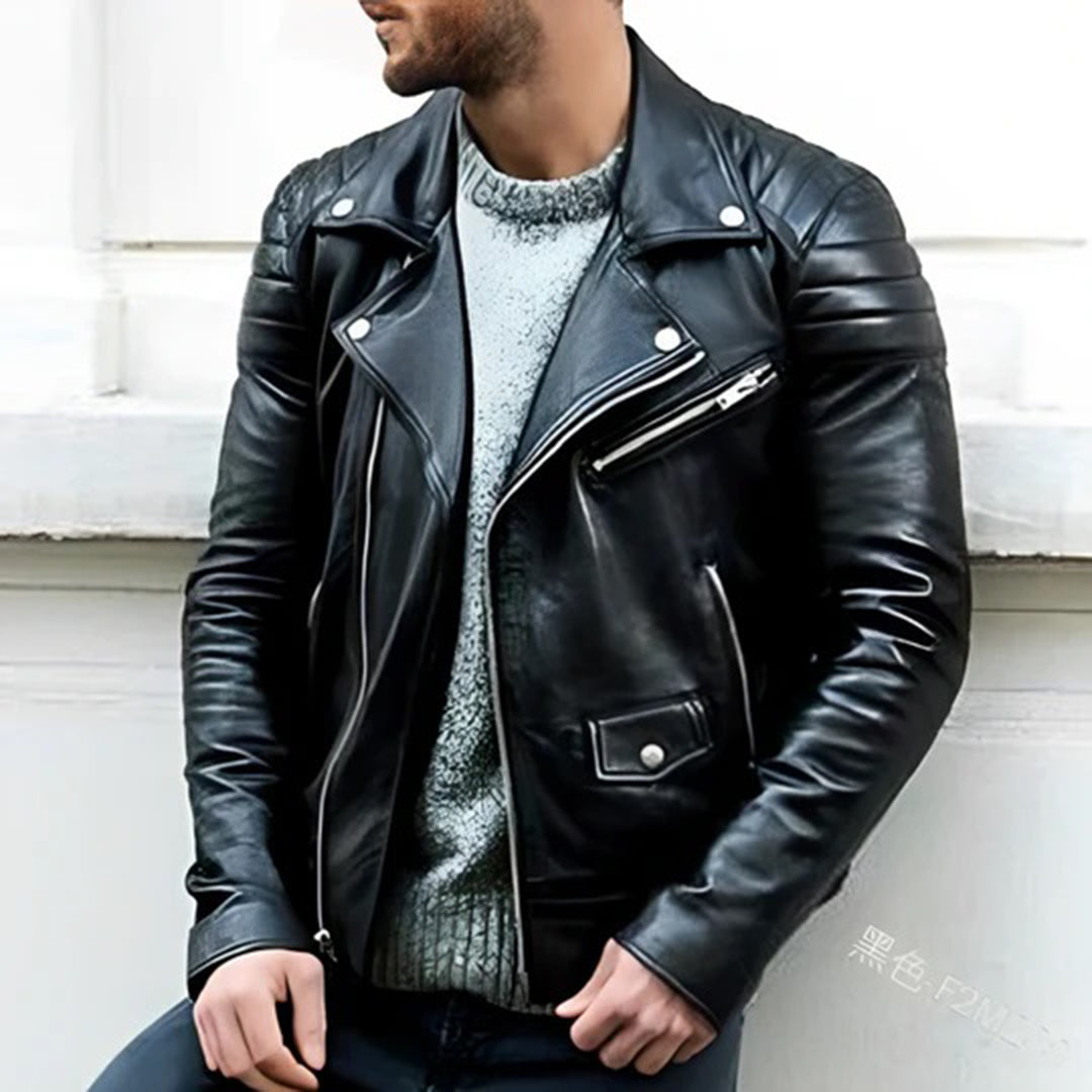 Cruz | Sturdy Autumn Biker Jacket for Men with Iconic Moto Details 0