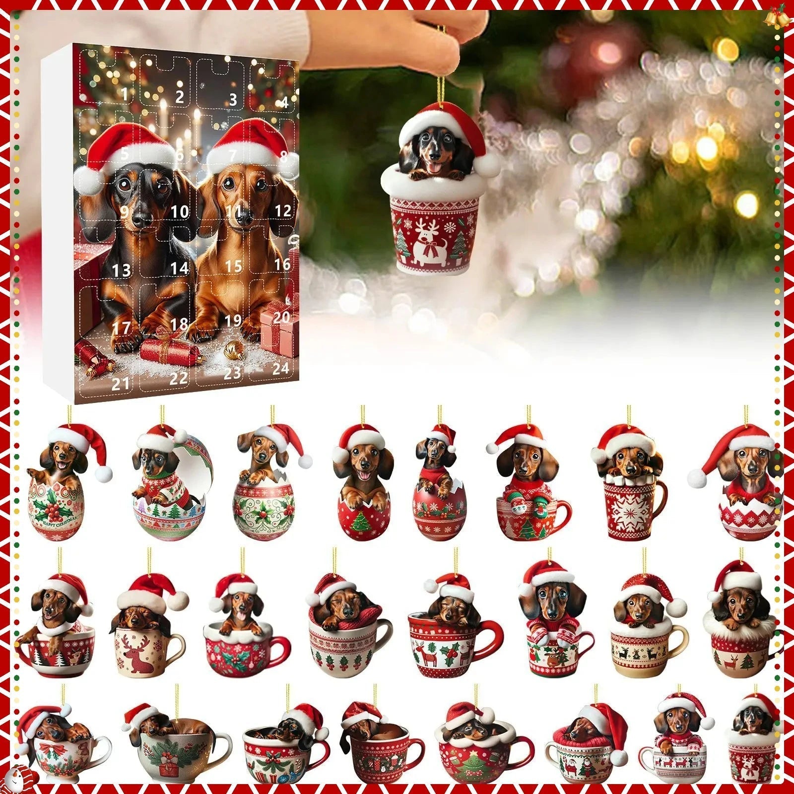 Dachshund Charm | Festive Playful Acrylic Advent Calendar for Holiday Countdown 1