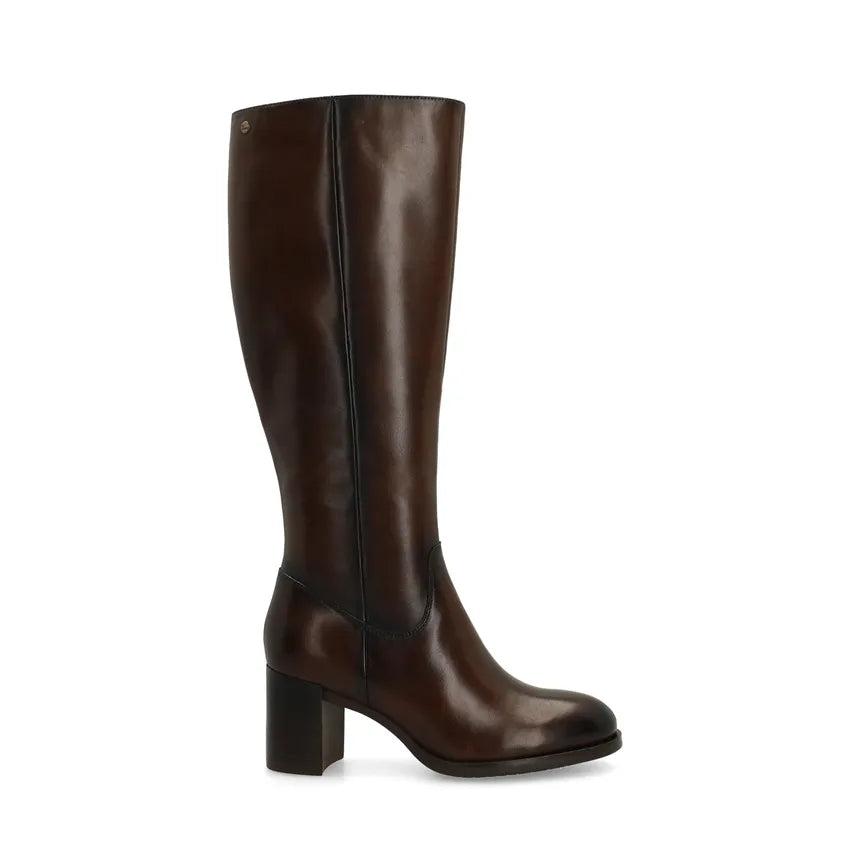 Dark Brown Leather Knee High Boots for Women with Comfortable Block Heel – Stylish Autumn Footwear 0