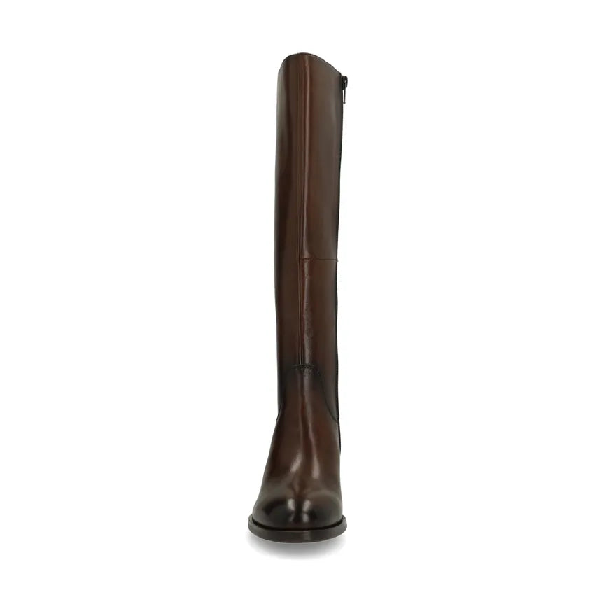 Dark Brown Leather Knee High Boots for Women with Comfortable Block Heel – Stylish Autumn Footwear 1