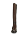 Dark Brown Leather Knee High Boots for Women with Comfortable Block Heel – Stylish Autumn Footwear 1