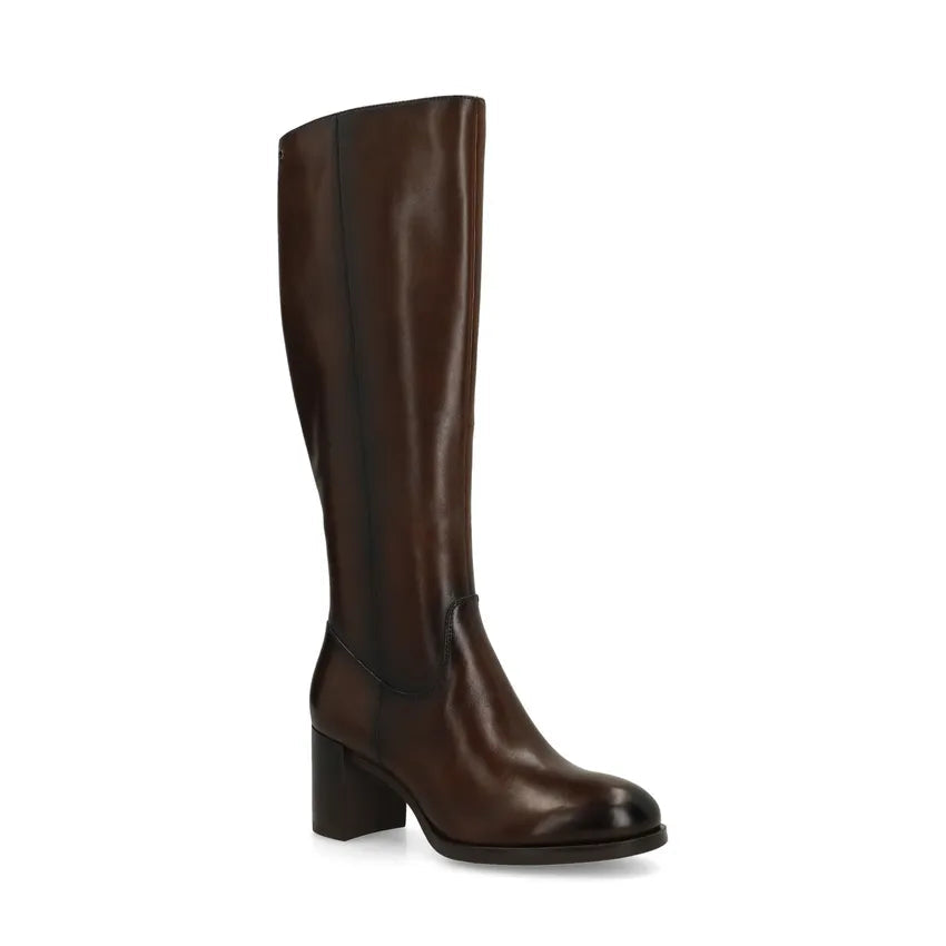 Dark Brown Leather Knee High Boots for Women with Comfortable Block Heel – Stylish Autumn Footwear 2