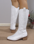 Denim Cowboy Boots for Women with Block Heel and Western Embroidery – Stylish Casual Footwear 6