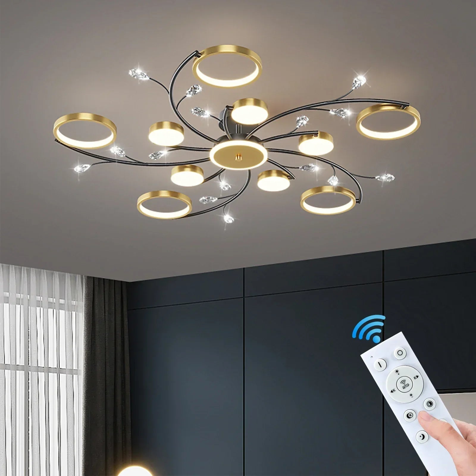 Dimmable Pendant Lamp with Adjustable Brightness – Modern Kitchen Pendant Lighting in Metal and Acrylic 1