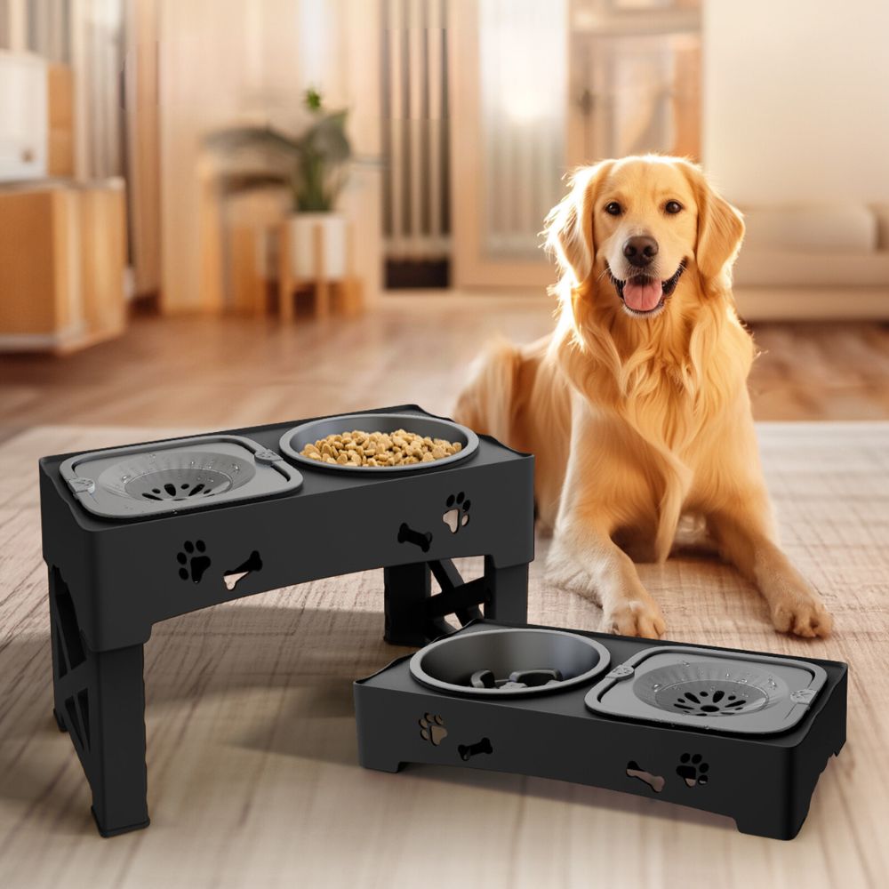 DinePaw | Elevated Dog Bowl with Adjustable Stand & Slow Feeding Design 0