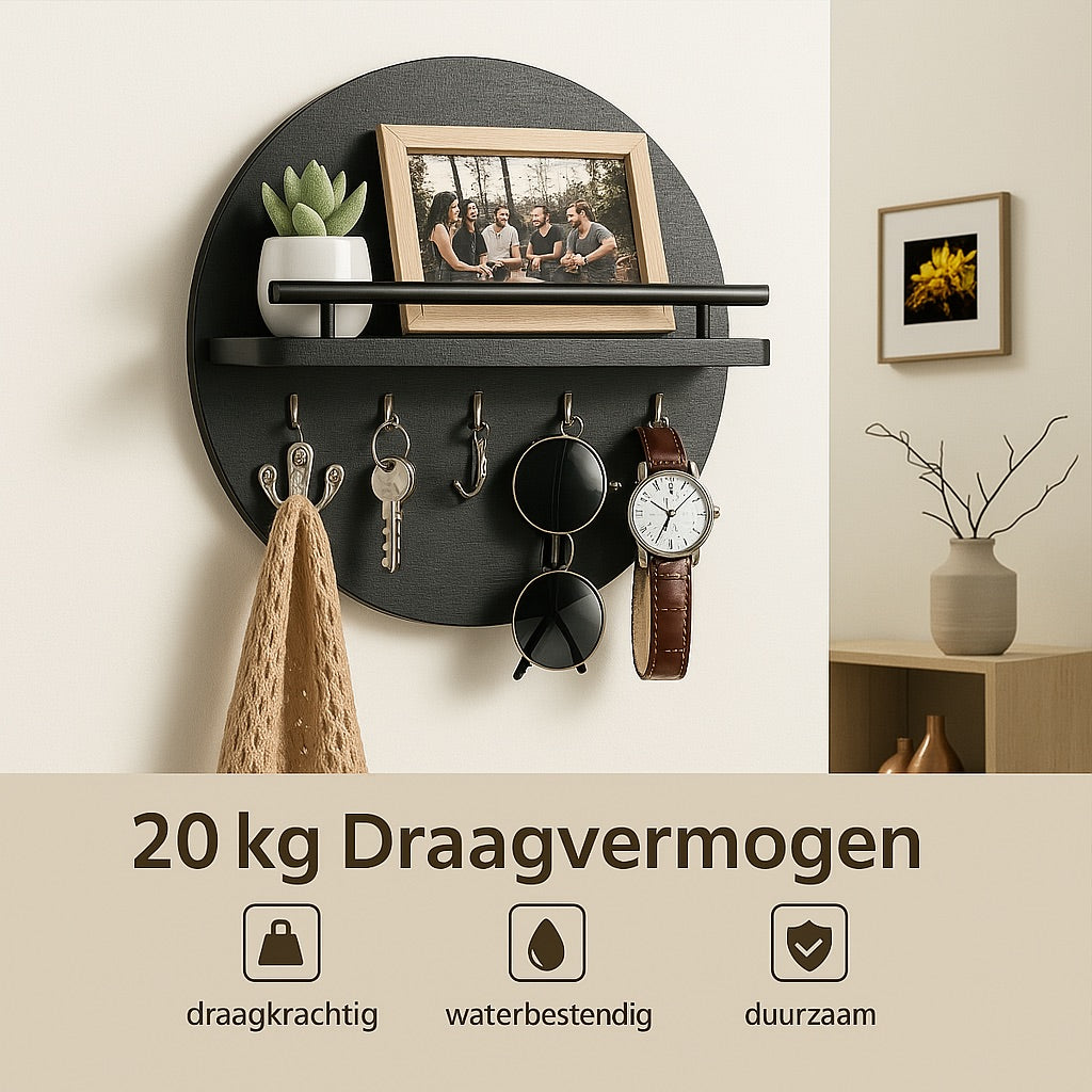 EcoWood | Stylish Sustainable Round Wall Key Holder Organizer 3