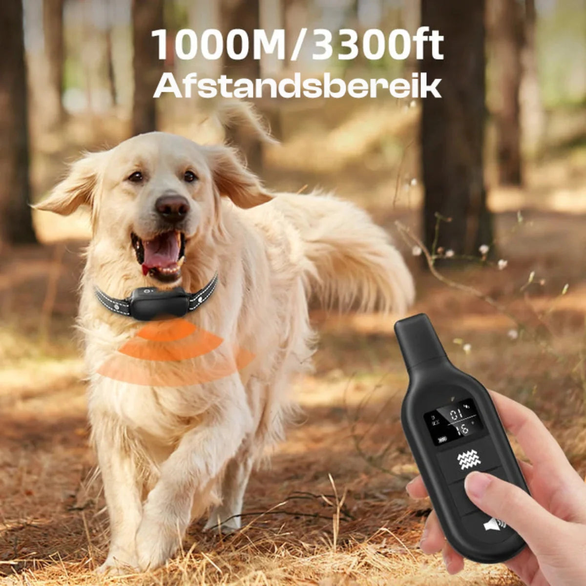 Electric Dog Training Collar with Remote Control, Waterproof, 16 Adjustable Shock Levels, 1000m Range, Beep & Vibration Modes 2