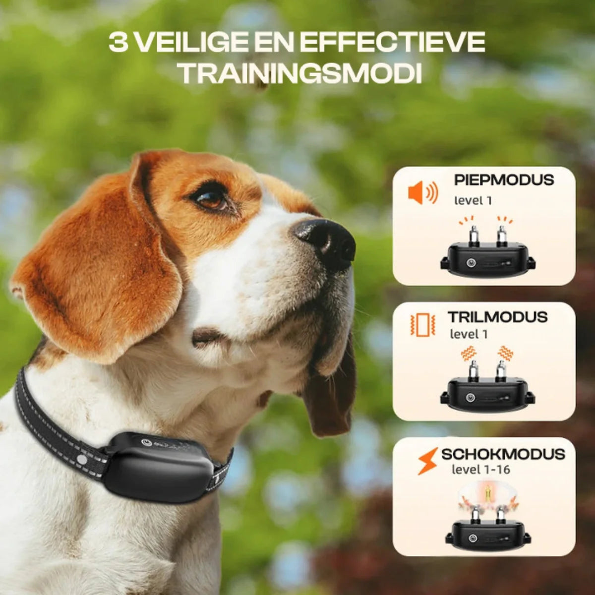 Electric Dog Training Collar with Remote Control, Waterproof, 16 Adjustable Shock Levels, 1000m Range, Beep & Vibration Modes 3