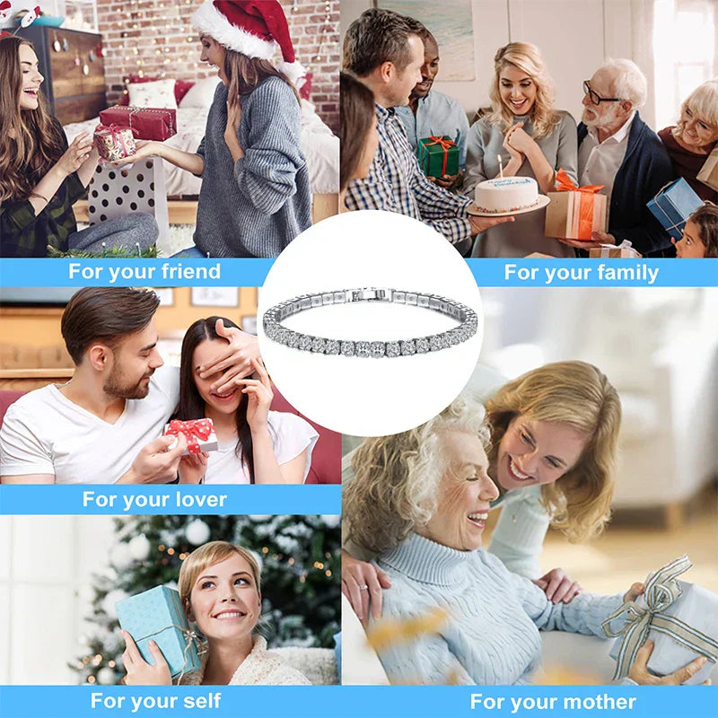 EleganceSparkle | Chic Dazzling Sterling Silver Tennis Bracelet for Women 6