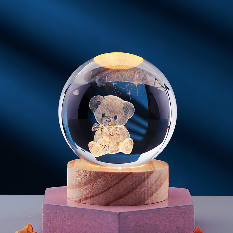 Elegant 3D Night Light Lamp with Crystal Design – USB Powered LED Home Decor Lighting 11