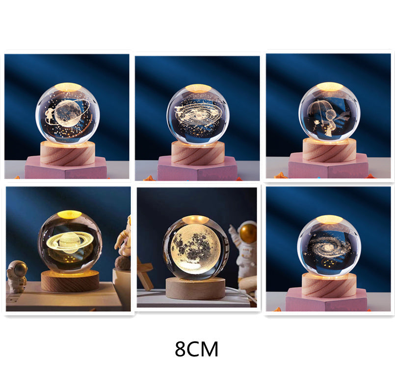 Elegant 3D Night Light Lamp with Crystal Design – USB Powered LED Home Decor Lighting 16