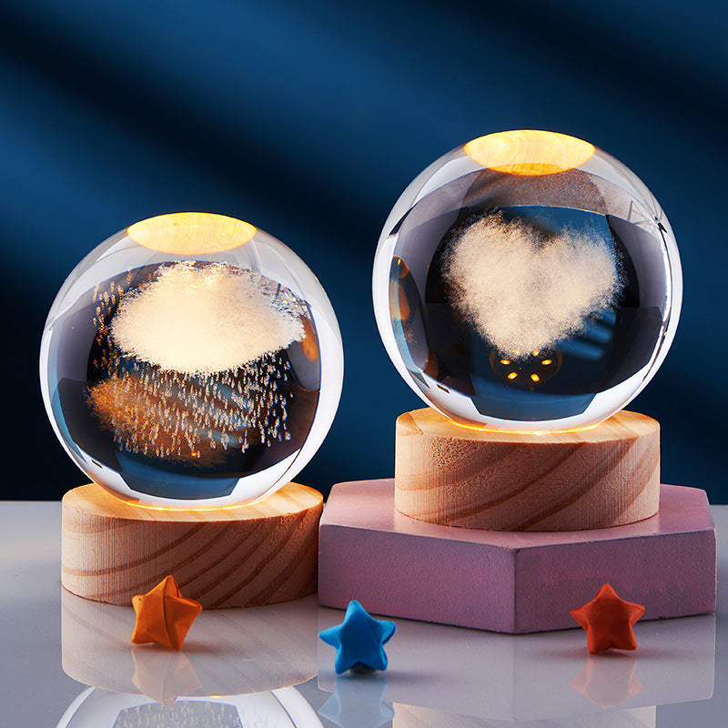 Elegant 3D Night Light Lamp with Crystal Design – USB Powered LED Home Decor Lighting 3