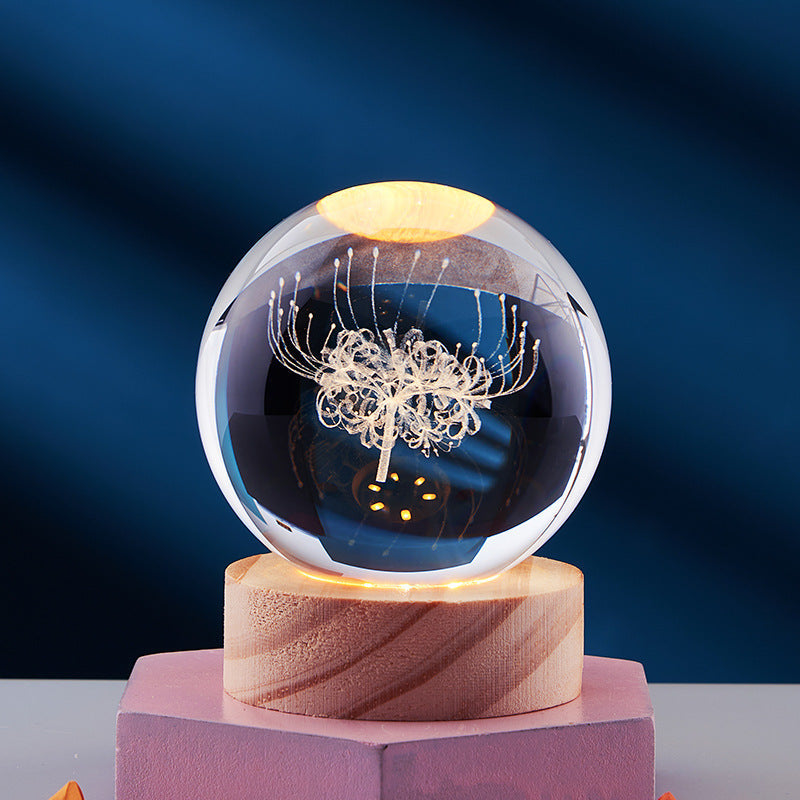Elegant 3D Night Light Lamp with Crystal Design – USB Powered LED Home Decor Lighting 6