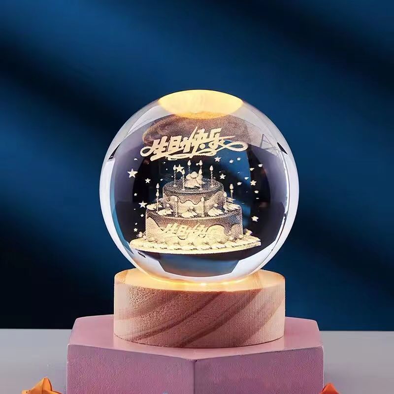Elegant 3D Night Light Lamp with Crystal Design – USB Powered LED Home Decor Lighting 7