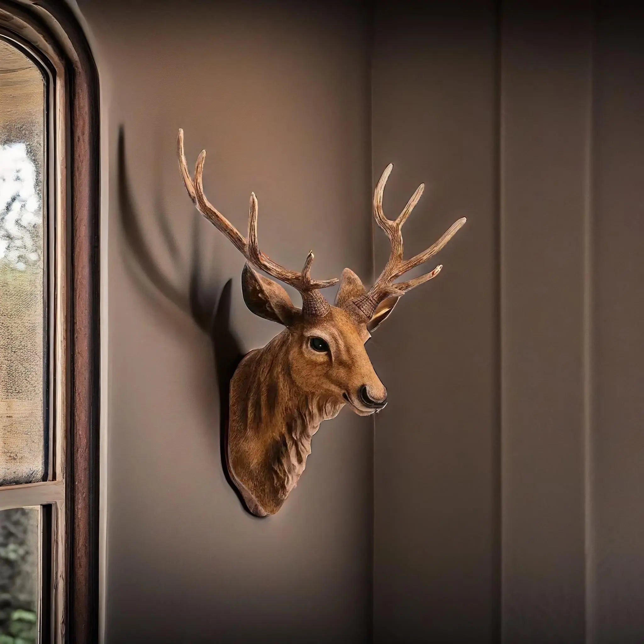 Elegant Faux Deer Head Wall Decor – Handmade Resin Art for Unique Home Accent, 40 x 45 cm 2