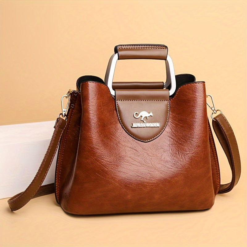 Elegant Leather Purse with Adjustable Strap – Spacious Handbag for Office and Casual Use, 22 x 12 x 27 cm 0