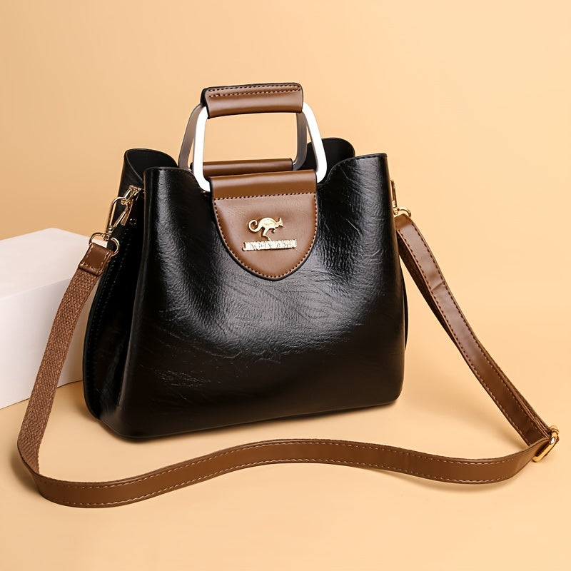 Elegant Leather Purse with Adjustable Strap – Spacious Handbag for Office and Casual Use, 22 x 12 x 27 cm 2