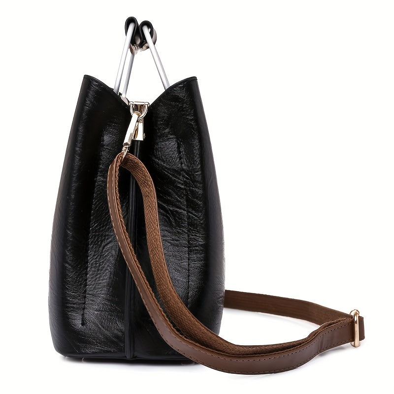 Elegant Leather Purse with Adjustable Strap – Spacious Handbag for Office and Casual Use, 22 x 12 x 27 cm 3