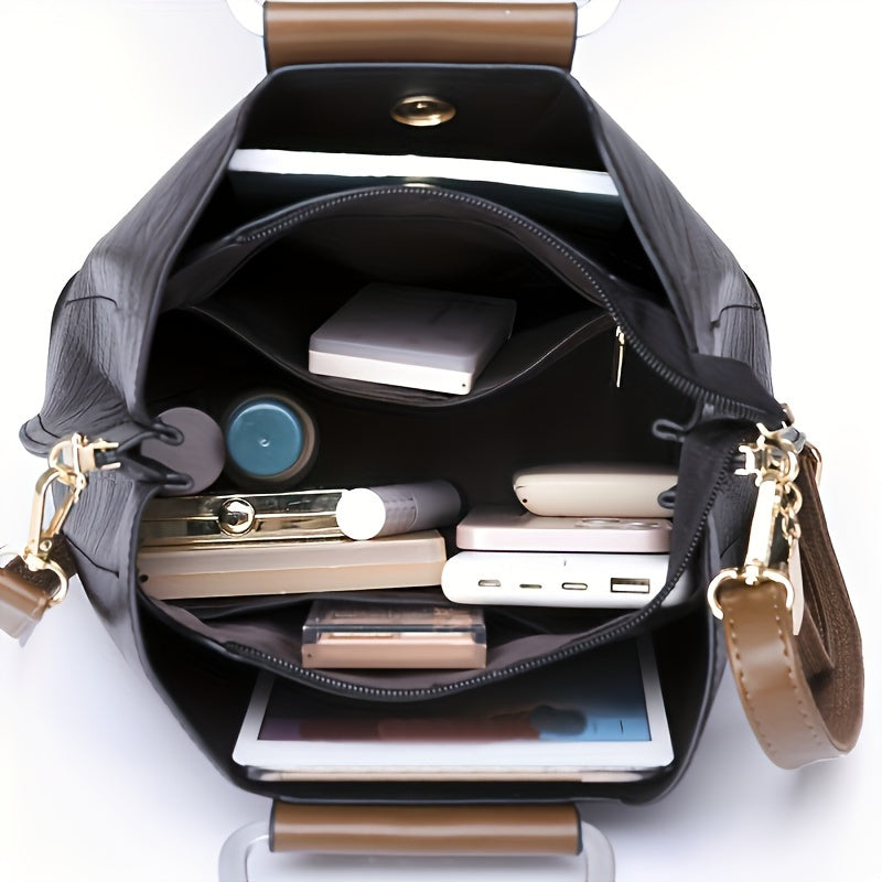 Elegant Leather Purse with Adjustable Strap – Spacious Handbag for Office and Casual Use, 22 x 12 x 27 cm 4