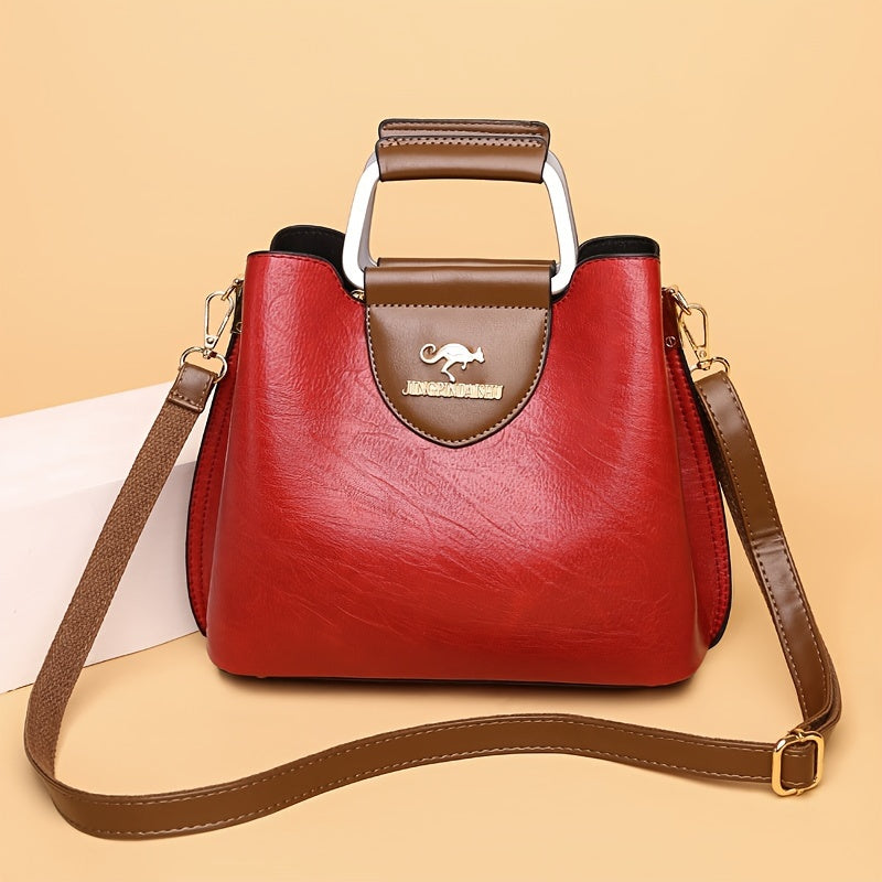 Elegant Leather Purse with Adjustable Strap – Spacious Handbag for Office and Casual Use, 22 x 12 x 27 cm 6
