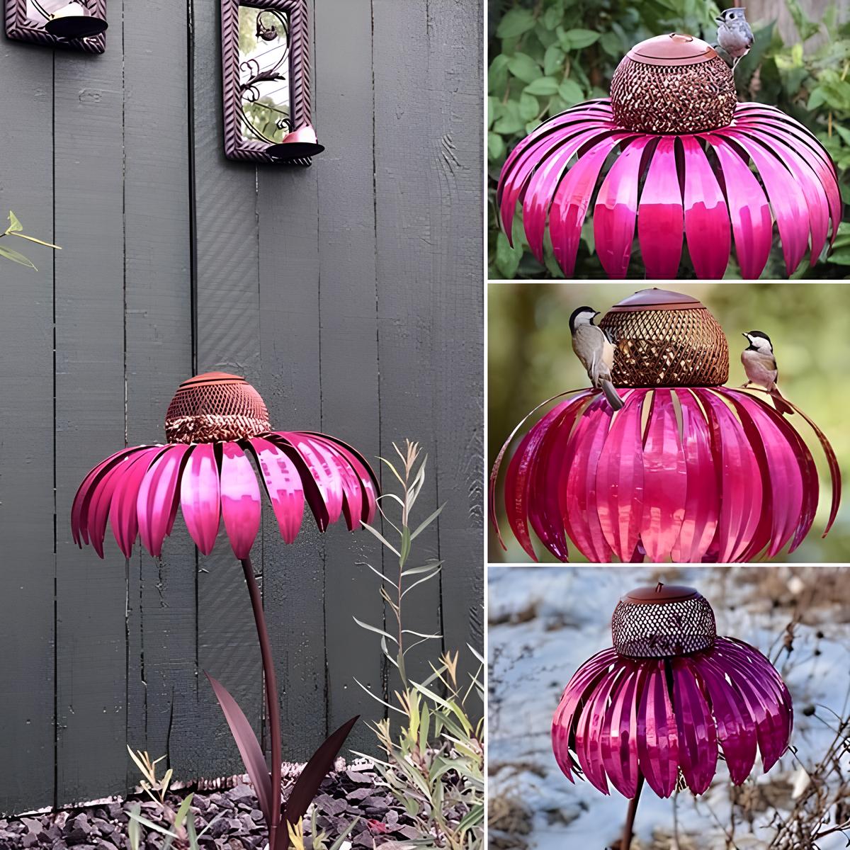 Elegant Metal Bird Feeder with Sunflower Design – Durable and Weather Resistant Garden Feeder 1
