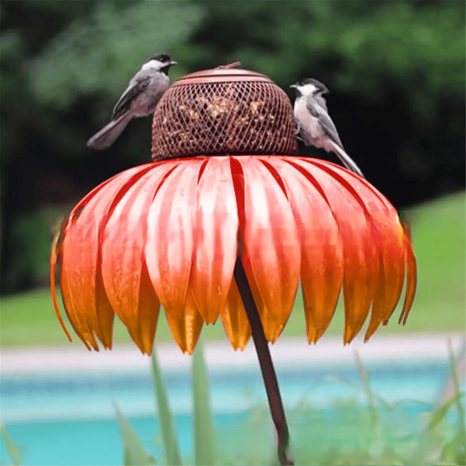 Elegant Metal Bird Feeder with Sunflower Design – Durable and Weather Resistant Garden Feeder 5