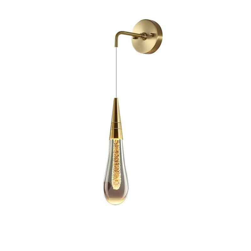 Elegant Wall Sconce Water-Drop Design Glass with Golden Accents 4