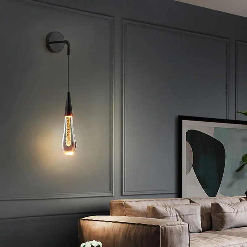 Elegant Wall Sconce Water-Drop Design Glass with Golden Accents 5