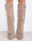 Elegant Women's Black Suede Knee High Boots with Gold Accents – Stylish and Comfortable Footwear 7