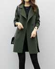 Elegant Women's Long Wool Blend Coat – Tailored Fit, Perfect for Winter and Fall, Available in Black 0