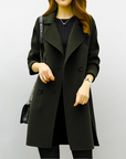 Elegant Women's Long Wool Blend Coat – Tailored Fit, Perfect for Winter and Fall, Available in Black 1