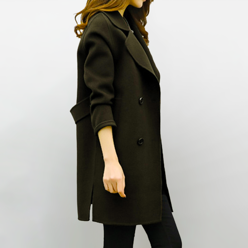 Elegant Women's Long Wool Blend Coat – Tailored Fit, Perfect for Winter and Fall, Available in Black 2