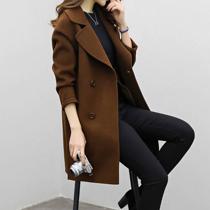 Elegant Women's Long Wool Blend Coat – Tailored Fit, Perfect for Winter and Fall, Available in Black 3