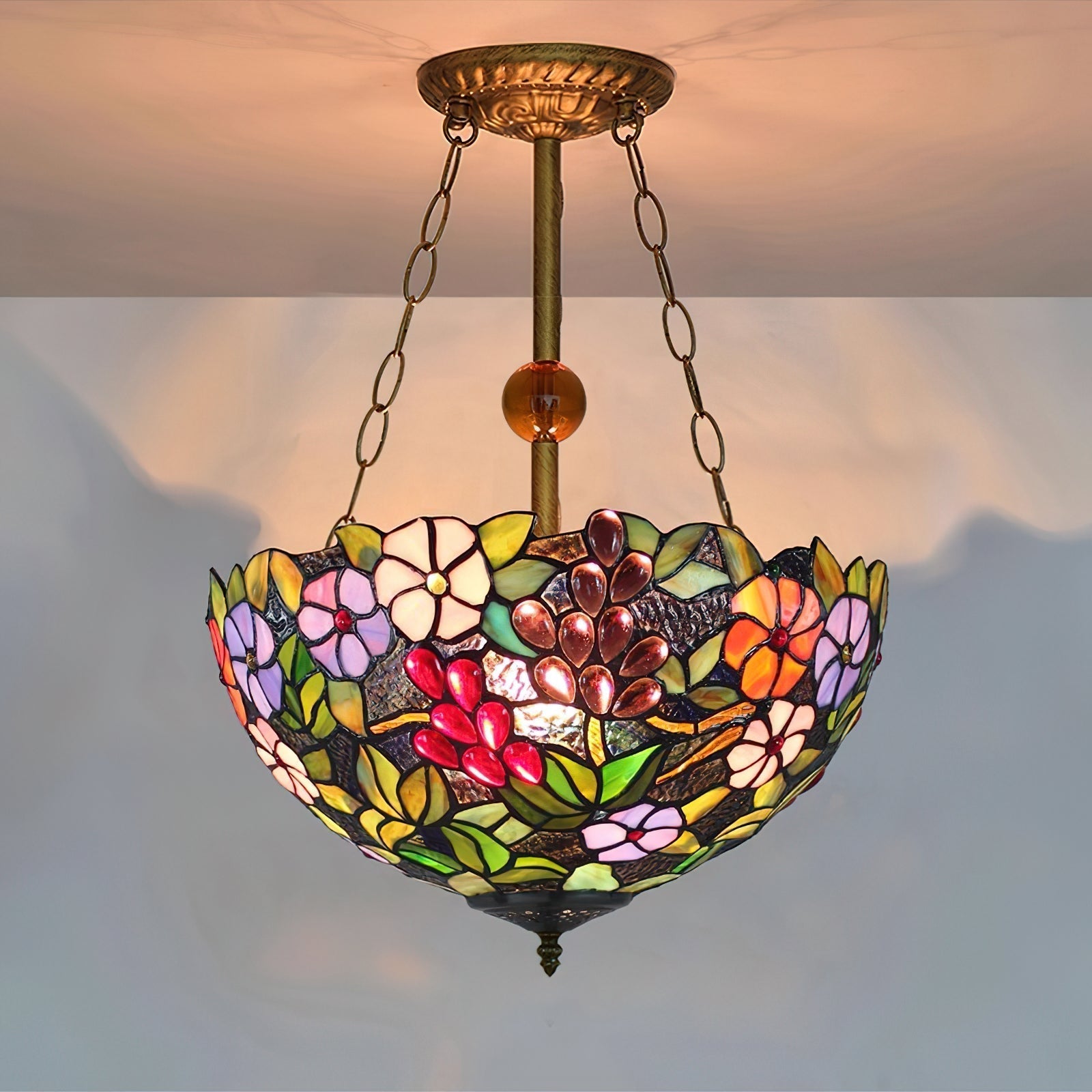 ElysianRose | Vibrant Handcrafted Tiffany Ceiling Light Fixture 0