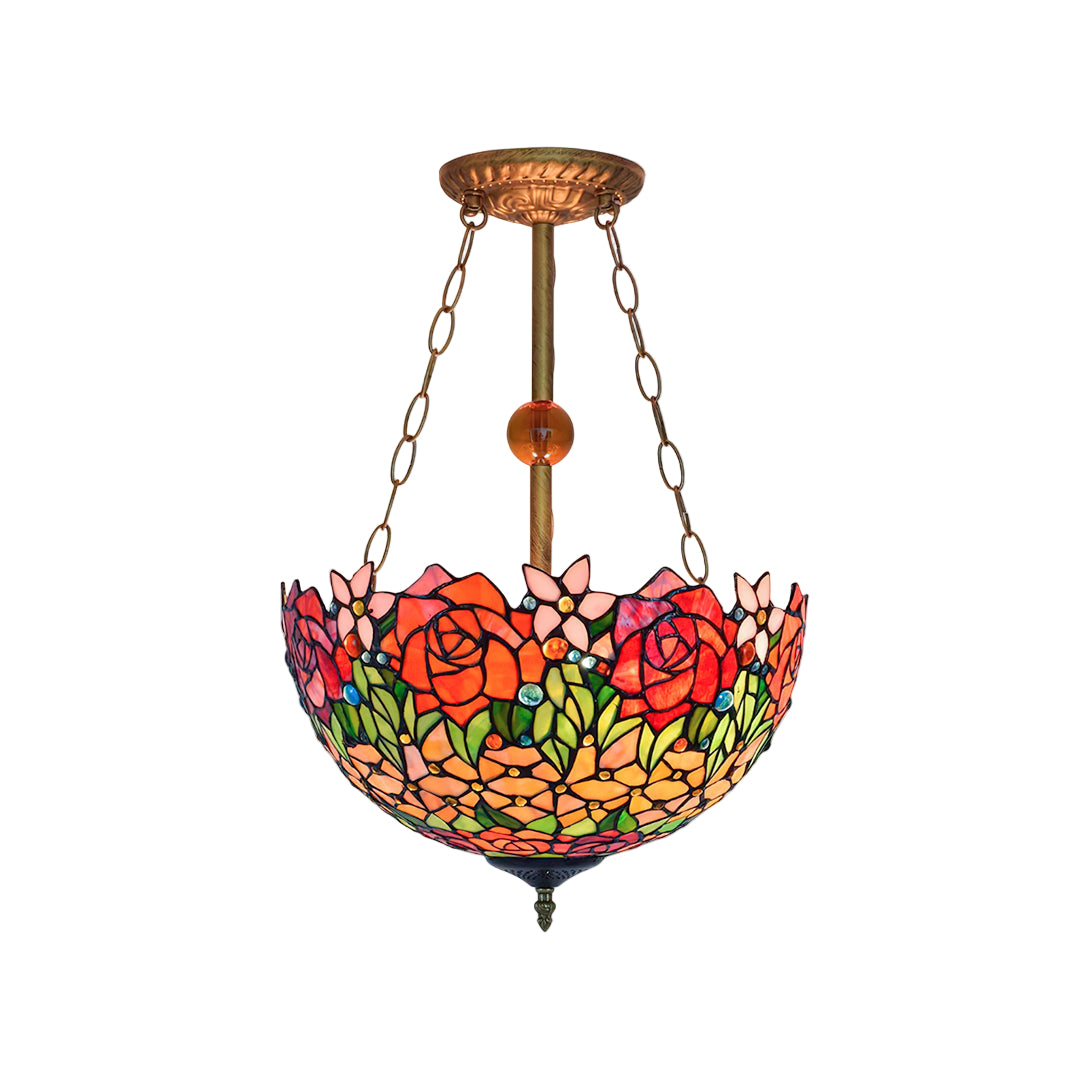 ElysianRose | Vibrant Handcrafted Tiffany Ceiling Light Fixture 1