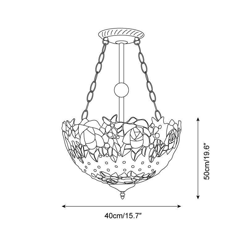 ElysianRose | Vibrant Handcrafted Tiffany Ceiling Light Fixture 5