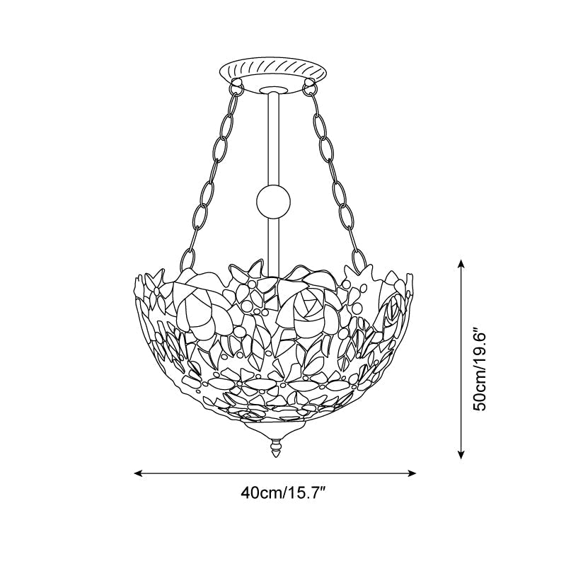 ElysianRose | Vibrant Handcrafted Tiffany Ceiling Light Fixture 6